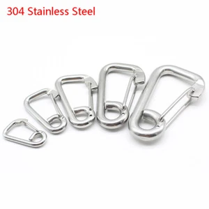 Stainless Steel Carabiners Spring Loaded Clip Snap Karabiner Pet Chain Rope Hook - Picture 1 of 7
