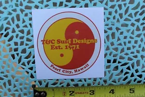 T&C Town Country Surf Designs Surfboards Hawaii Orange Yellow OG Surfing STICKER - Picture 1 of 6