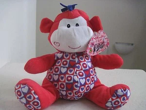 Sugar Loaf Toy RED HEARTS MONKEY 11" Plush Stuffed Animal  - Picture 1 of 3