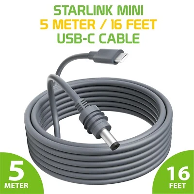 Cellet 5-Meter / 16-Feet USB-C to DC Power Cable Compatible with Starlink mini - Image 1 of 4