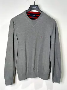 Vintage Tommy Hilfiger Charcoal Gray Pullover Crew Neck Sweater Men's Size Large - Picture 1 of 6
