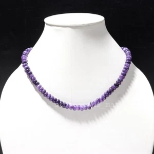 "Collana Pietra Preziosa Quarzo Ametista Argento Sterling 925 8 mm Dogtooth 18" - Foto 1 di 10