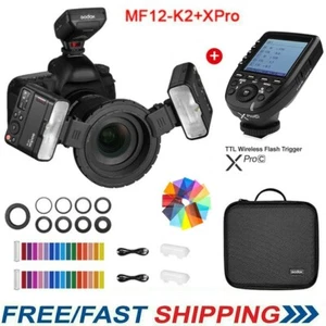 Godox MF12-K2 Macro Flash Speedlight 2.4G Wireless + XPro-C Trigger for Canon - Picture 1 of 11
