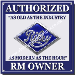 RILEY AUTHORIZED RM OWNER METAL SIGN.CLASSIC BRITISH RILEY CARS.VINTAGE RILEY A3 - Picture 1 of 1