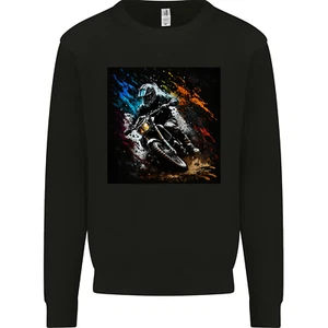 A Motocross Illustration MotoX Dirt Bike Motorsports Kids Sweatshirt Jumper - Picture 1 of 3