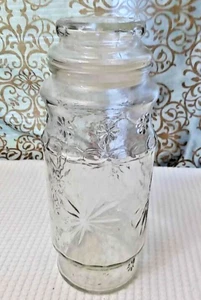 Vtg. Planters Glass Jar Decanter w/Lid 1980 Mr Peanut Starburst Pattern 9.5 in. - Picture 1 of 9