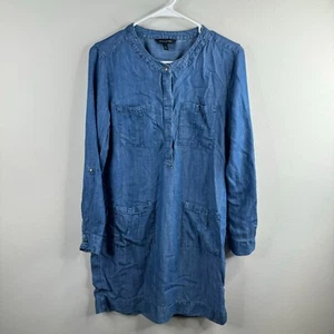 Abito donna Banana Republic a tubino taglia 6 Chambray manica a linguetta casual girocollo - Foto 1 di 7