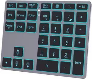 Tri-Mode 35-Key Aluminum 7-Color Rechargeable Wireless Numpad for PC/Mac -Grey - Picture 1 of 7