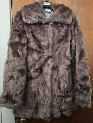 Abrigo de piel de zorro vintage Dennis Basso colección platino gris/malva XS Foto 1 de 4