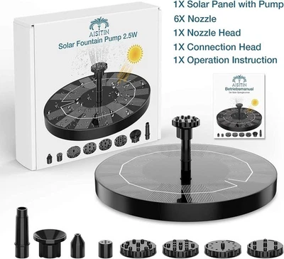 Springbrunnen Solar Zierbrunnen Teichpumpe Solarpumpe Brunnen Gartenteich 2.5W - Bild 1 von 4