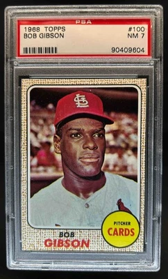 1968 Topps Bob Gibson #100 Cardinals PSA 7 - Imagem 1 de 2