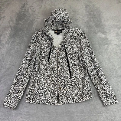 Sudadera con capucha Christine Alexander grande con estampado de leopardo con cremallera cristal de Swarovski y tachuelas Foto 1 de 4