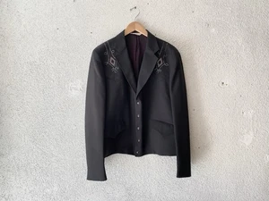 1970s vtg H BAR C black EMBROIDERED CROPPED WESTERN BOLERO JACKET 46 XL - Picture 1 of 12