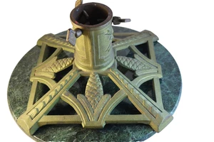 Art Deco Gusseisen Christbaumständer geometrische Formen mit Tannenzapfen Patina - Bild 1 von 8