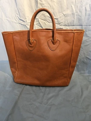 Vintage Leather L.L. Bean Tote Bag Scripted Sawtooth Label Medium - Image 1 of 4