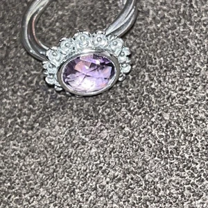 Pandora Sterling Silver  Amethyst Twisted Stacking Ring - Picture 1 of 5