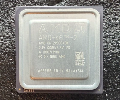 Vintage AMD K6-2/500ADK K6-2 Socket 7 Processor CPU  500mhz 2.1v Tested - image 1 of 2