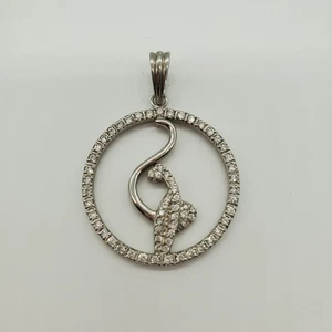 Ciondolo vintage Y2K argento sterling 1,5" BABY PHAT tondo zirconi cauzione larga 8 grammi - Foto 1 di 7
