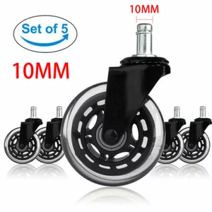 5x 10mm Stuhlroll Bürostuhl Rollen leise & kratzerfrei Universal Hartbodenrollen - Bild 1 von 13