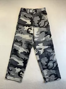 Vintage Faded Glory Cargo Pants Boys 16 (30x30) Gray Camouflage Relaxed Straight - Picture 1 of 10