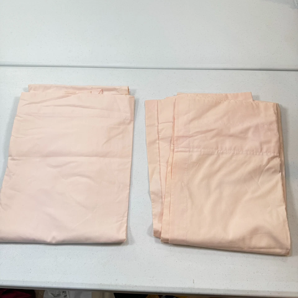 Vintage Benelton Cortina Panel Par Rosa Claro Mezcla Algodón EE. UU. Foto 1 de 4