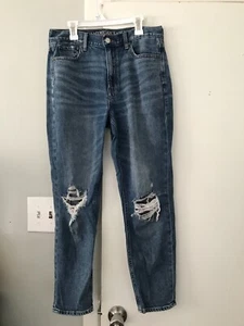 American Eagle Damen Distressed Mom Jeans Größe 6 hoher Bund blau Denim - Bild 1 von 5
