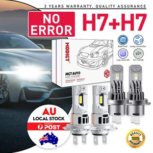 H7+H7 LED Headlights High Low Beam Kit Bulbs For 2008-2015 Smart Fortwo 6000K 4x - Picture 1 of 14