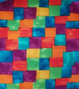Blank Textiles Fabric Multicolored Blocks Cotton Flannel 29" x 42" - Picture 1 of 3