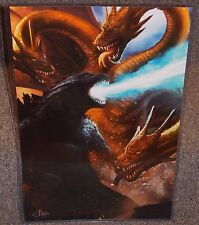 Godzilla vs King Ghidorah Glossy Art Print 11 x 17 In Hard Plastic Sleeve