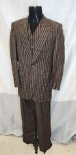 Stacey Adams Men’s 3pc Vested Brown  Pin Stripe Suit sz 30W x 30L 31R Jacket