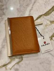 Mundi Wallet Anna Indexer Bone Cognac Faux Leather Multi Card Holder TriFold - Picture 1 of 7