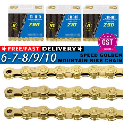 6/7/8/9/10 Speed MTB Bicycle Chain Mountain Bike Chains Road Cycling Part Gold - image 1 of 4