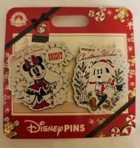 2022 Disney Parks Holiday Christmas Mickey & Minnie Mouse 2 Pin Set Open Edition - Picture 1 of 2