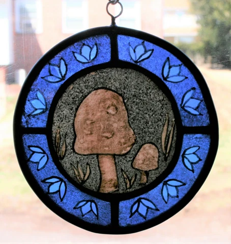 Stained Glass, Hand Painted, Kiln Fired, Mushroom, #1013-02 Cover