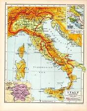 HISTORICAL MAP ITALY c600 AD INSET ROME AT MIDDLE AGES & PAPAL LANDS