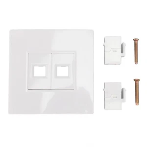 2 Port Cat 6 Ethernet Wall Plate Removable Female To Female Ethernet Keyston NEW - Afbeelding 1 van 12
