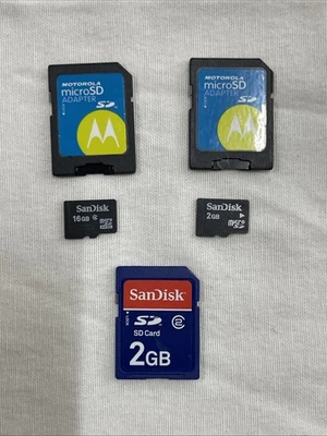OEM Sandisk 2 GB SD Card With 2 GB & 16 GB Micro SD's Plus Adapters - Image 1 of 4