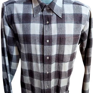 Vintage Medium Pendleton Shirt 1970's Mens Plaid Long Sleeve Portland Oregon USA - Picture 1 of 8