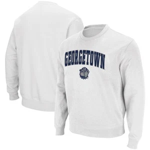 Men's Colosseum White Georgetown Hoyas Arch & Logo Tackle Twill Pullover - Picture 1 of 3