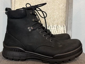ECCO Track Men's Size 11-11.5 Black Leather Lace Up Winter Hiking Boots EU 45 - Picture 1 of 12