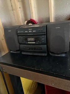 SONY CFD-646 3 CD Changer Dual Cassette AM/FM Boombox Stereo W/ Speakers See Des - Picture 1 of 8