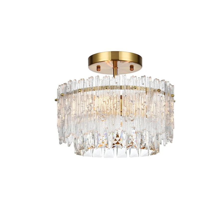 Elegant Lighting Emilia 12" Flush Mount, Satin Gold - 1780F12SG - Image 1 of 1