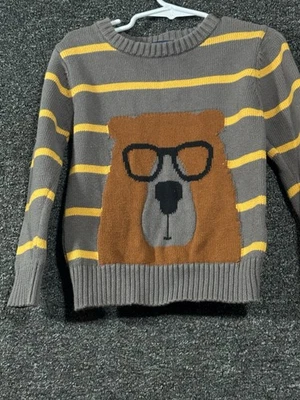 Suéter Andy & Evan Niños Oso Rayas 100% Algodón Manga Larga Cuello Redondo Talla 4T Foto 1 de 4