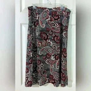 Gonna midi Jones Studio Paisley pull on taglia 2X Nero Rosso Nuovo senza etichetta - Foto 1 di 7