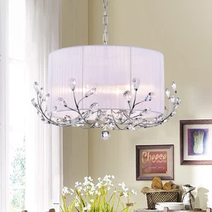 Robin Chrome 4-Light Drum Shade Crystal Chandelier - Picture 1 of 3