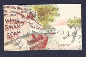 Tarjeta comercial victoriana c1890 jabón cisne blanco, Flower City Soap Co. - Imagen 1 de 2