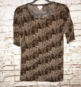 LuLaroe Classic Top Shirt Medium Stretchy Brown Cheetah Animal Print Damen (E) - Bild 1 von 4