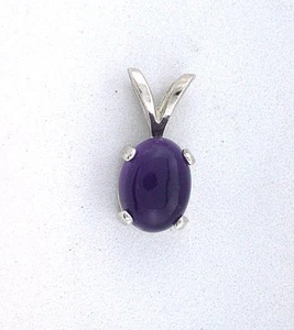 8x6 8mm x 6mm Small Petite Oval Sterling Silver Amethyst Cab Cabochon Pendant - Picture 1 of 2