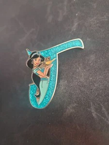 Aladdin Princess Jasmine Letter J Initial Glittery Genie's Magic Lamp Disney Pin - Picture 1 of 2