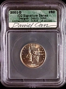 2001-D  New York NY State Quarter ICG Signature Series Daniel Carr Signed - Picture 1 of 2